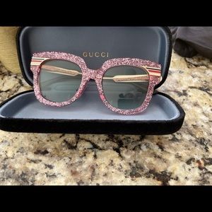 Gucci 51mm Oversized Glitter Sunglasses LT Pink PRICE FIRM